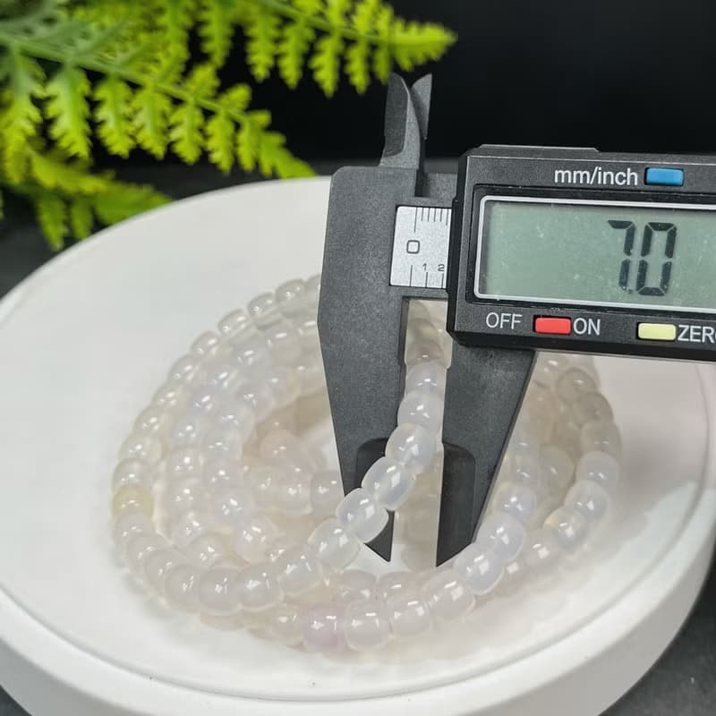 天然白色瑪瑙手串冰透起光直切桶珠荔枝凍疊戴單圈女靈動優美7mm