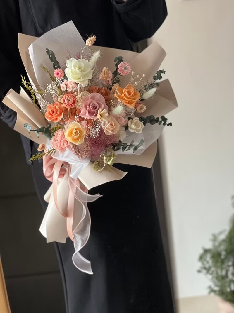 橘黃色/畢業花束/永生花束/情人節/乾燥花束/生日花束/告白花束