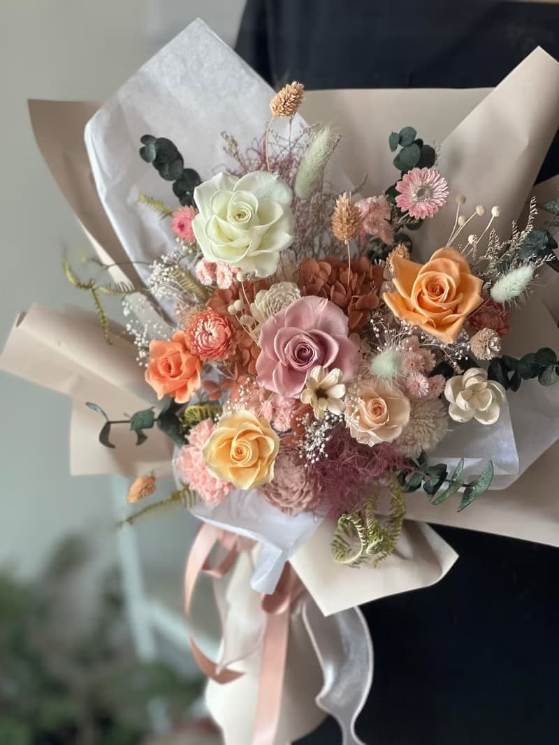 橘黃色/畢業花束/永生花束/情人節/乾燥花束/生日花束/告白花束