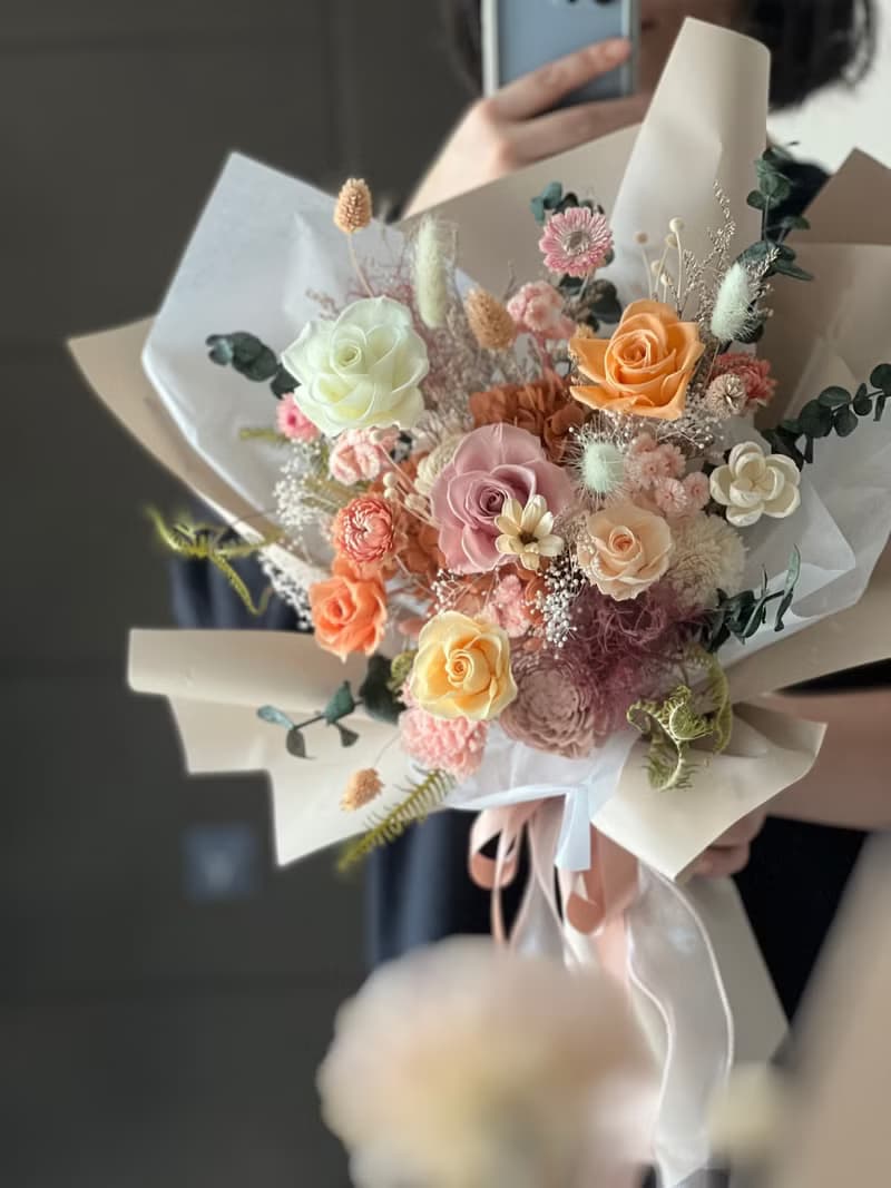 橘黃色/畢業花束/永生花束/情人節/乾燥花束/生日花束/告白花束