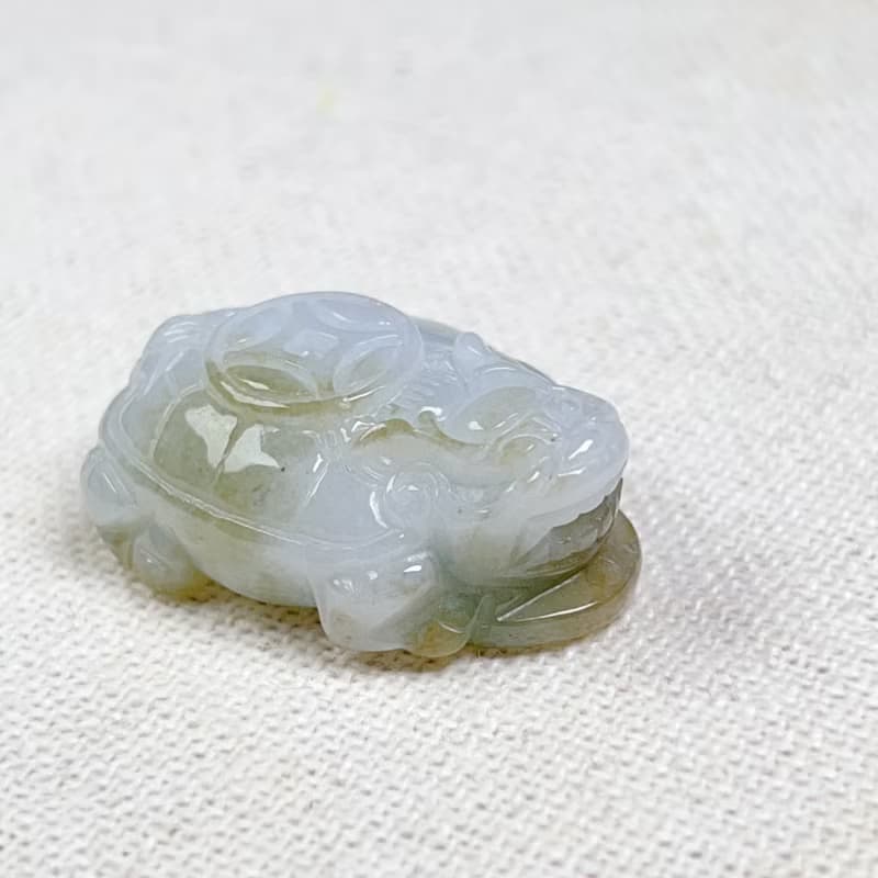 飄黃翡翡翠古錢龍龜 | 天然緬甸玉翡翠A貨 | 送禮