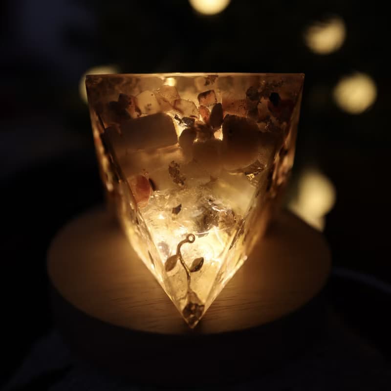 【畢業禮物】生命之花向日葵大型奧剛金字塔小夜燈orgonite招財