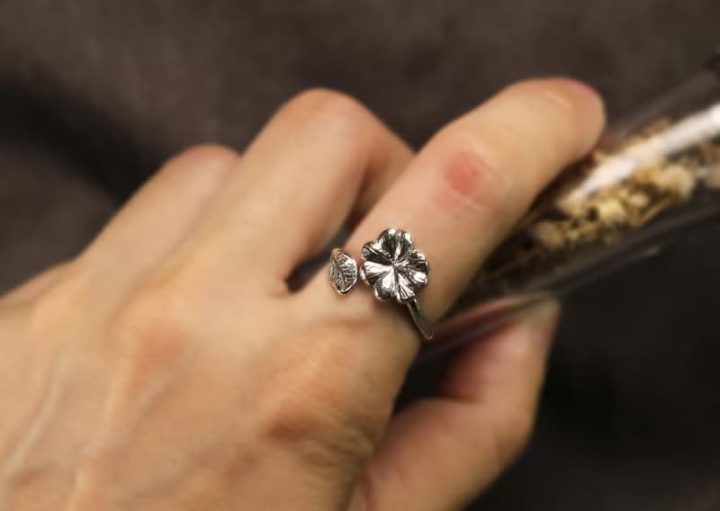 植物系列-幸運草開口925銀戒