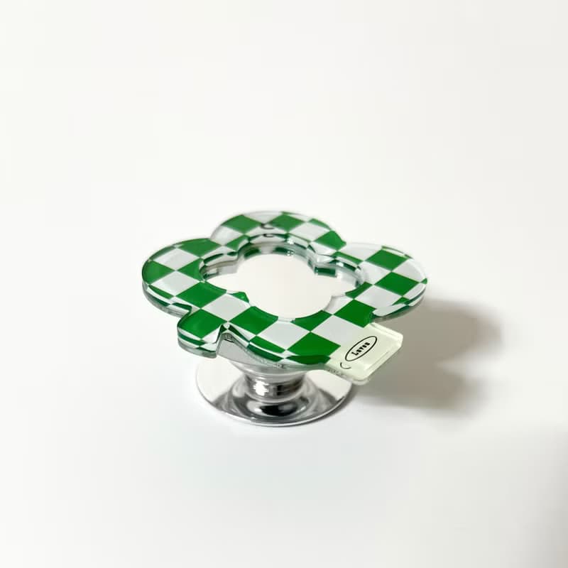 Four-leaf clover checkerboard mirror transparent case