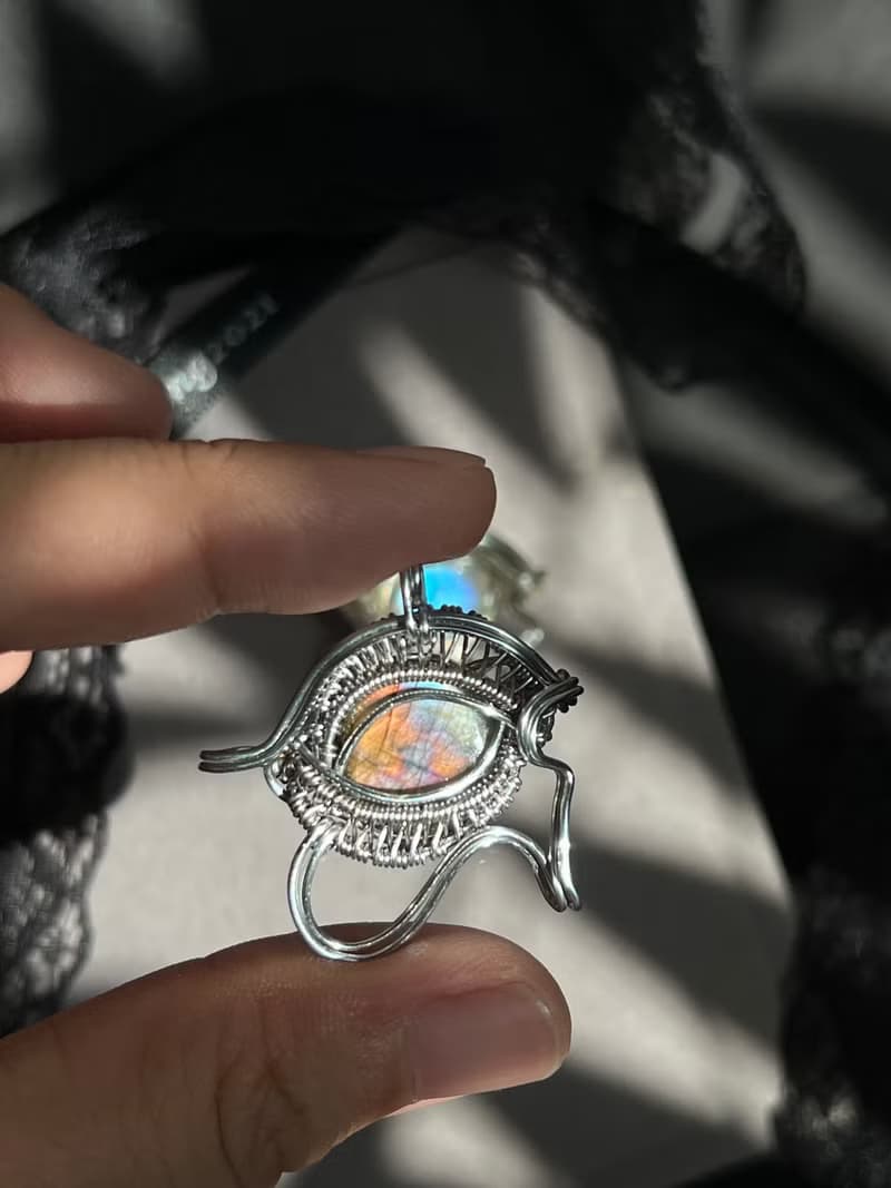 荷魯斯之眼-金屬編織項鍊-水晶-礦石-藝術銅線