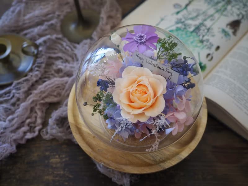 畢業畢業花束畢業花禮【永生花圓球玻璃罩盅】永生花不凋花