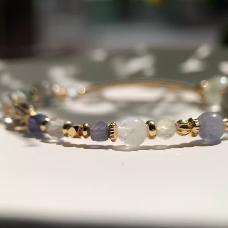 輕煙 | 拉長石綠幽靈貔貅手鍊 彈性鍊 綠幽靈手鍊