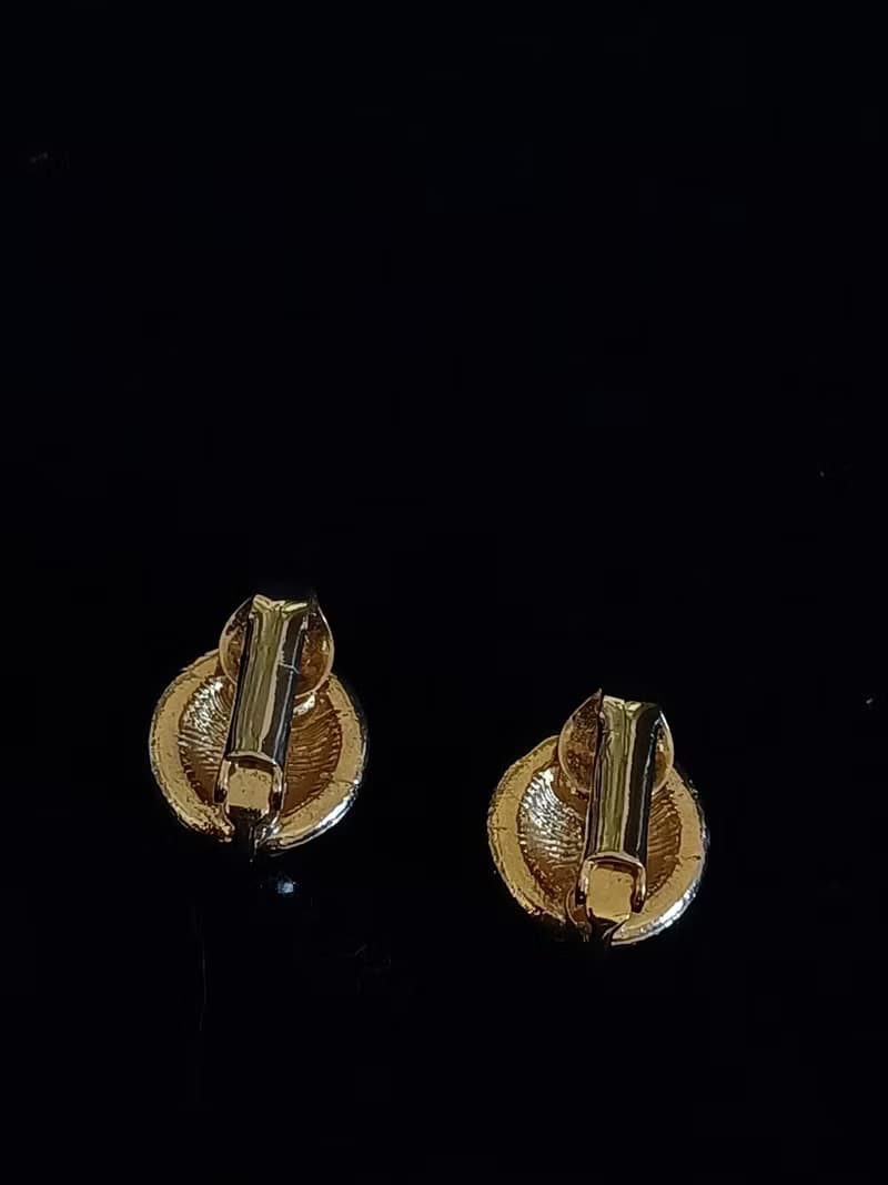 vintage jewelry  古典小極光滿鑲半圓 夾式耳環