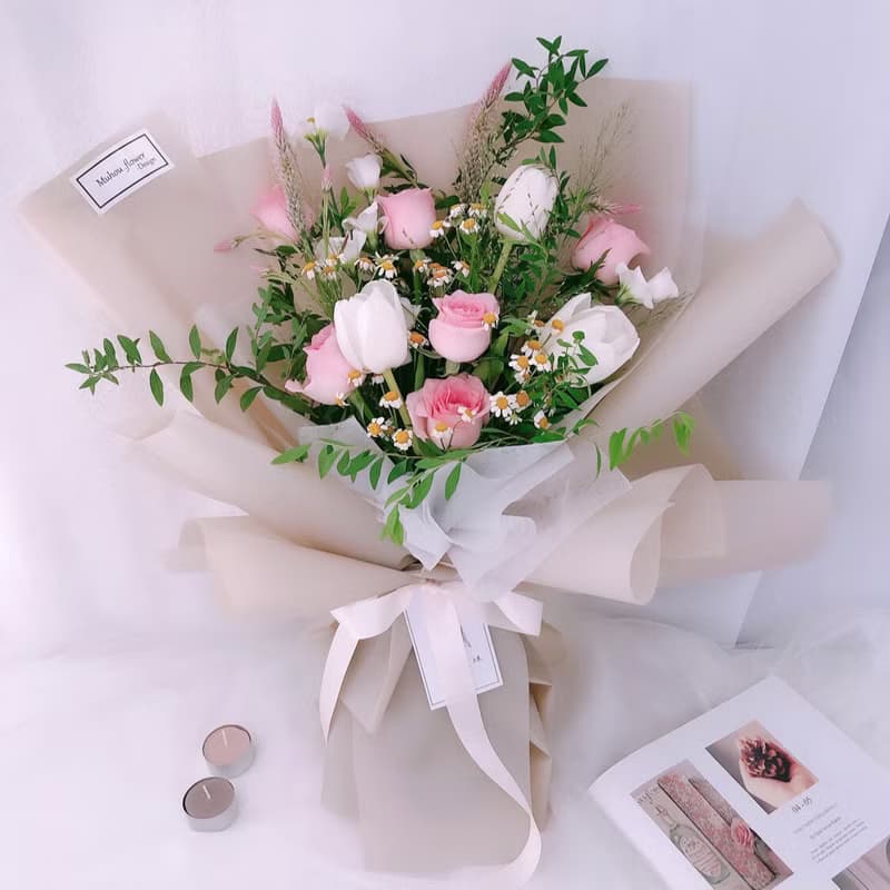鮮花花束 鬱金香+玫瑰/情人節禮物
