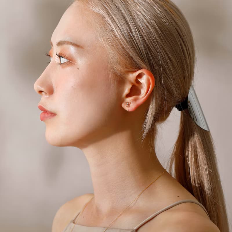 petit ribbon loop-fit earring PG　ループフィットイヤリング　ミニリボン 　ピンクゴールド