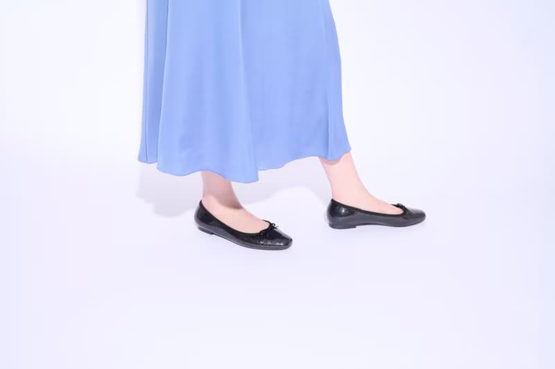 EMMA GLITTER (BLACK) PVC SQUARE TOE FLATS / RAIN SHOES スクエアトゥ パンプス