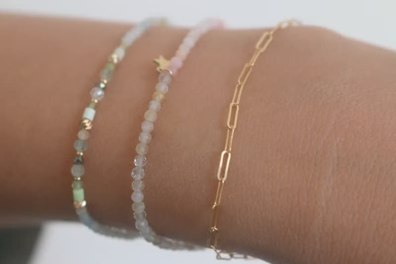 手環 橄欖石 葡萄石 天河石 - 笑眯眯 -