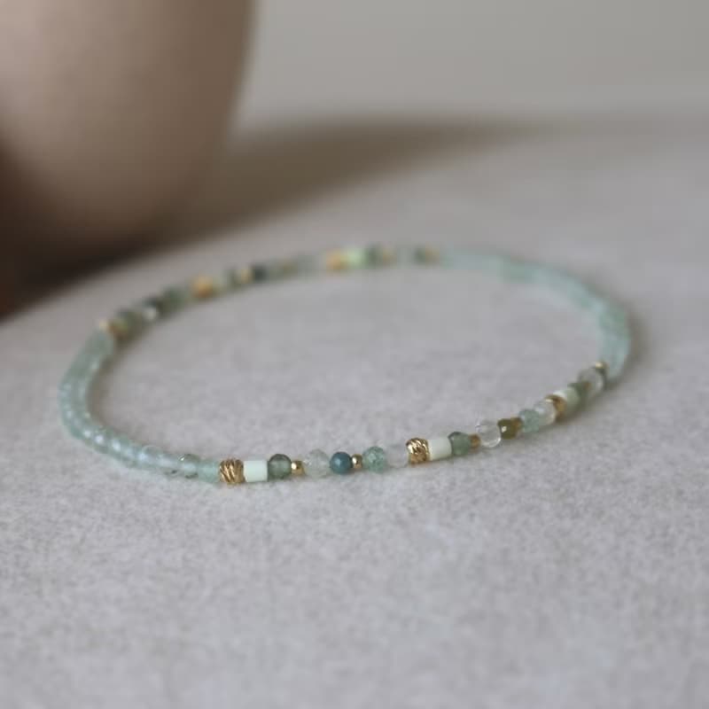 手環 橄欖石 葡萄石 天河石 - 笑眯眯 -