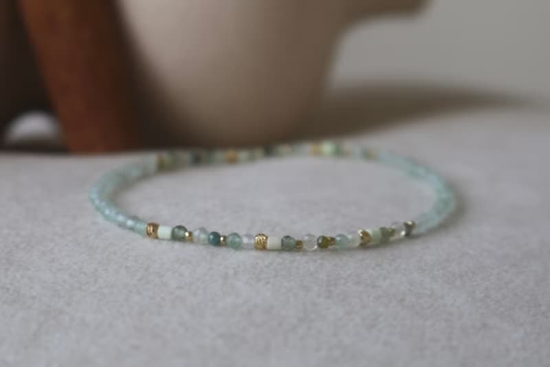 手環 橄欖石 葡萄石 天河石 - 笑眯眯 -