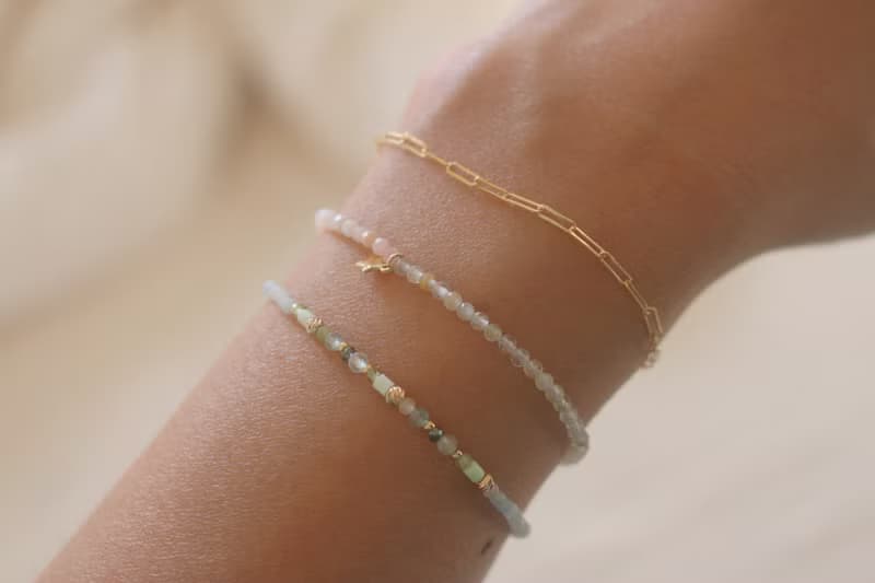 手環 橄欖石 葡萄石 天河石 - 笑眯眯 -