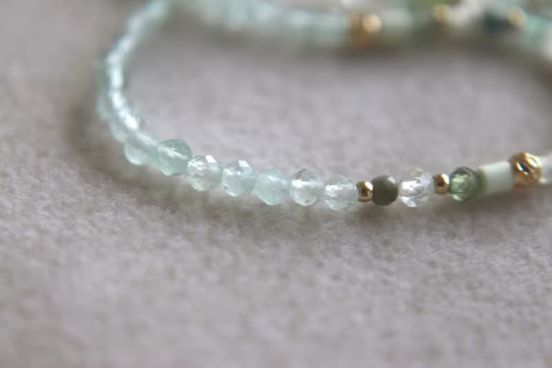 手環 橄欖石 葡萄石 天河石 - 笑眯眯 -