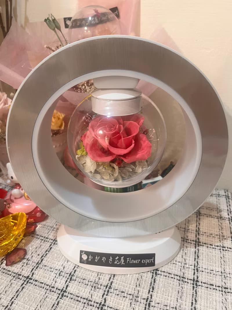 客訂懸浮粉色藍芽喇叭永生花/生日禮物/母親節禮物/七夕/感應擺設