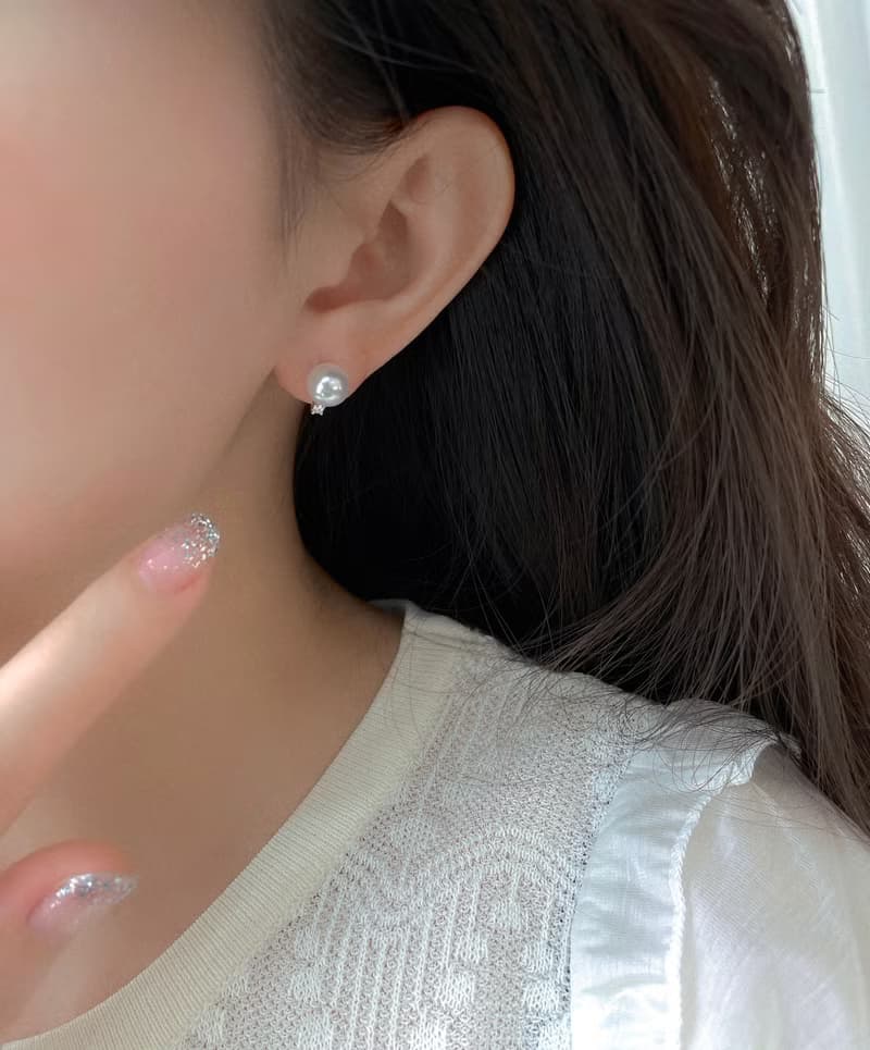 經典鑽石小燈泡日本 Akoya天然海水珍珠日本珍珠18k金珍珠耳環