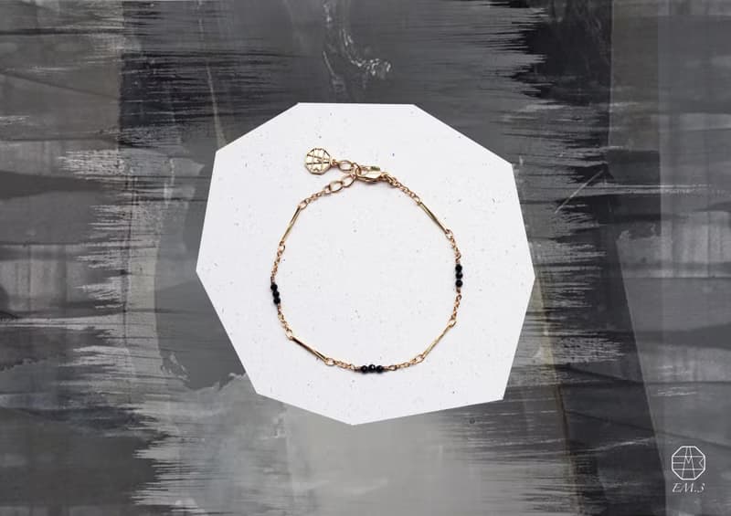 7月誕生石-Spinel黑色尖晶石魚子系列22K手鍊