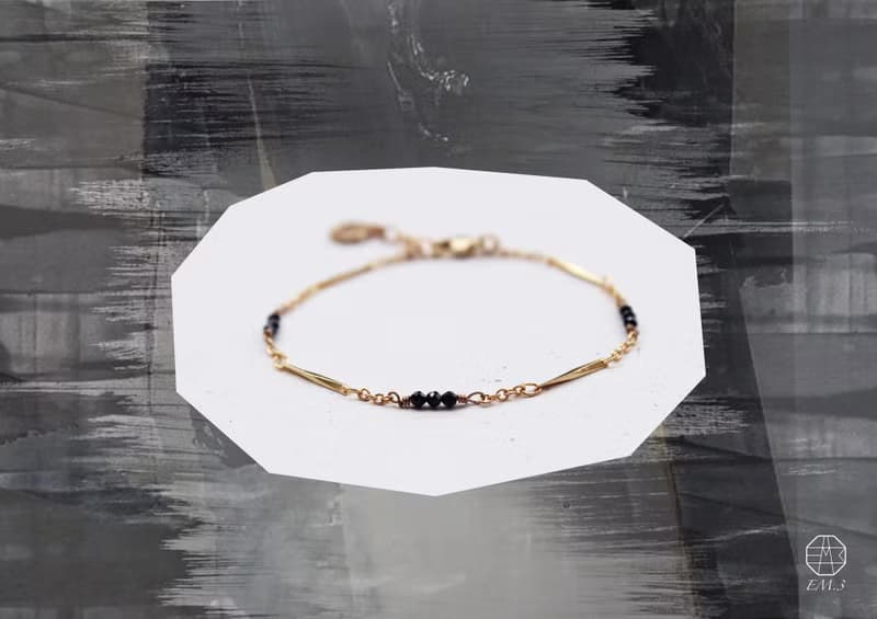 7月誕生石-Spinel黑色尖晶石魚子系列22K手鍊