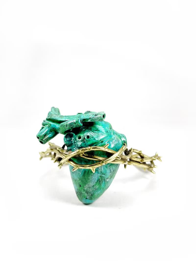 Green Patina Heart of Thorns Bracelet Bangle. Available in 4 Colourways.