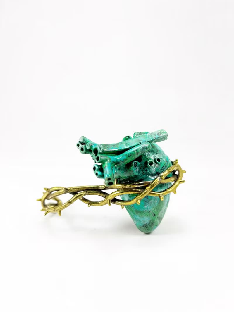 Green Patina Heart of Thorns Bracelet Bangle. Available in 4 Colourways.
