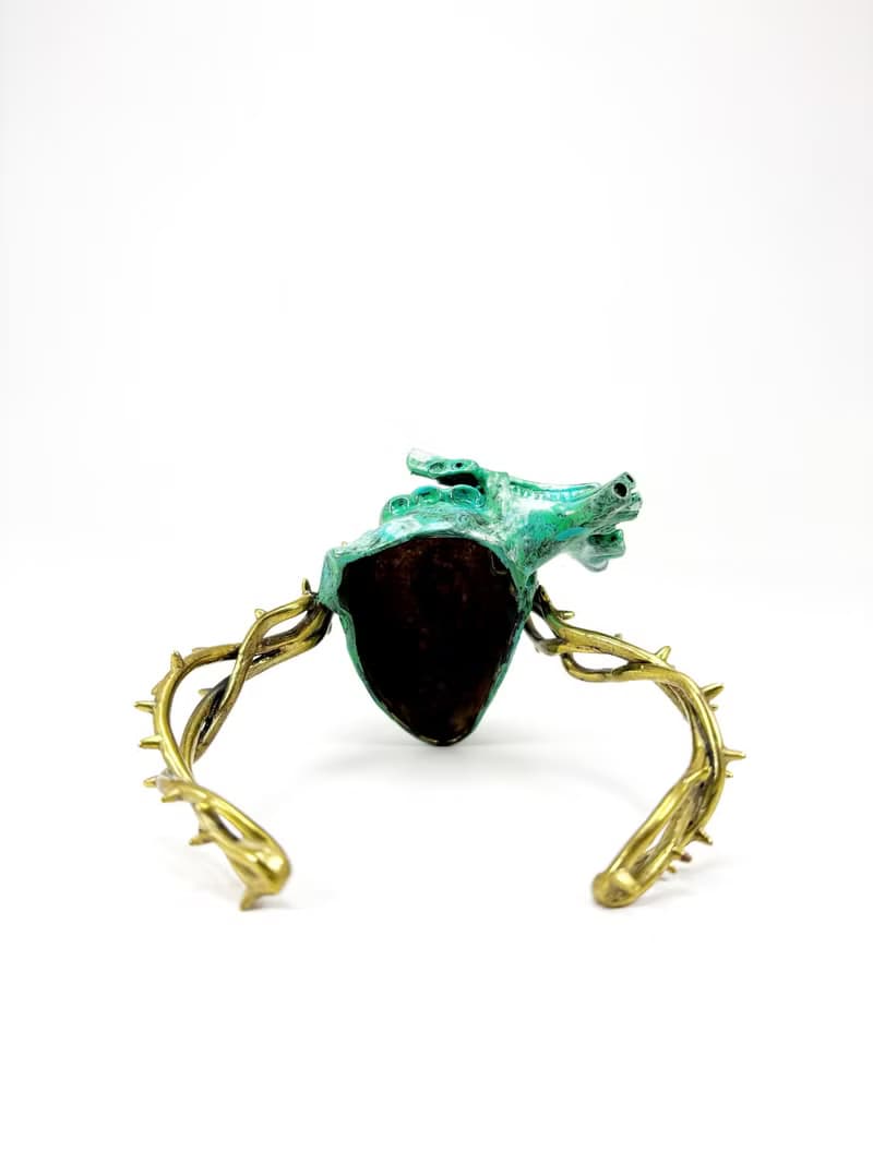 Green Patina Heart of Thorns Bracelet Bangle. Available in 4 Colourways.