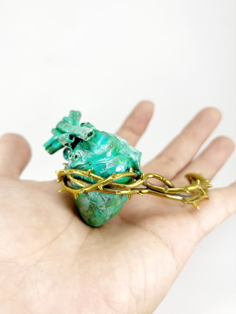 Green Patina Heart of Thorns Bracelet Bangle. Available in 4 Colourways.
