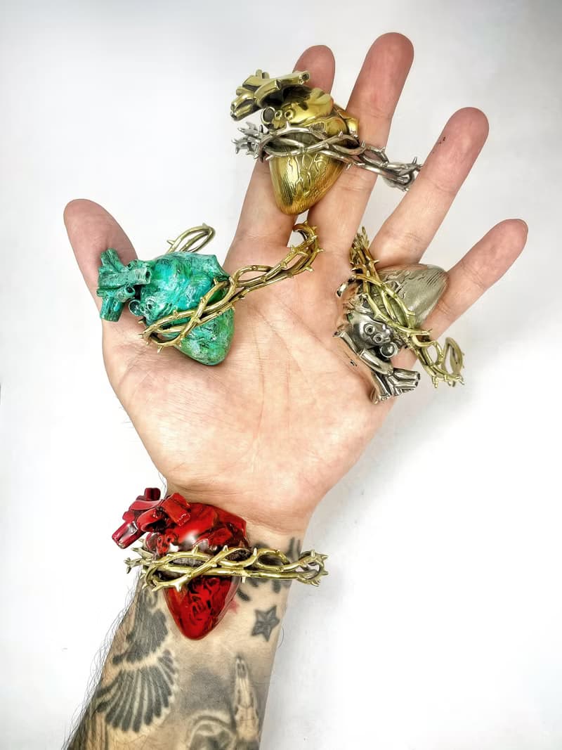 Green Patina Heart of Thorns Bracelet Bangle. Available in 4 Colourways.