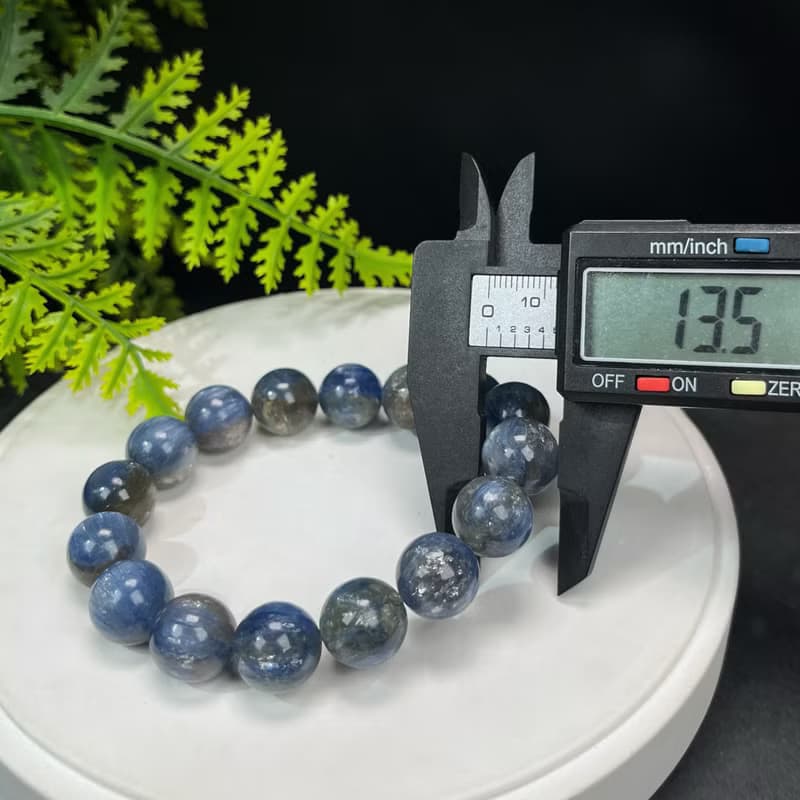 高品質龍鱗雲母藍晶石手串13.5mm顆顆帶眼冰潤星光男女內心平衡