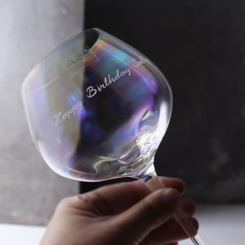 460cc【Rainbow】英國LSA Pearl彩虹刻字紅酒杯 漸變手工杯