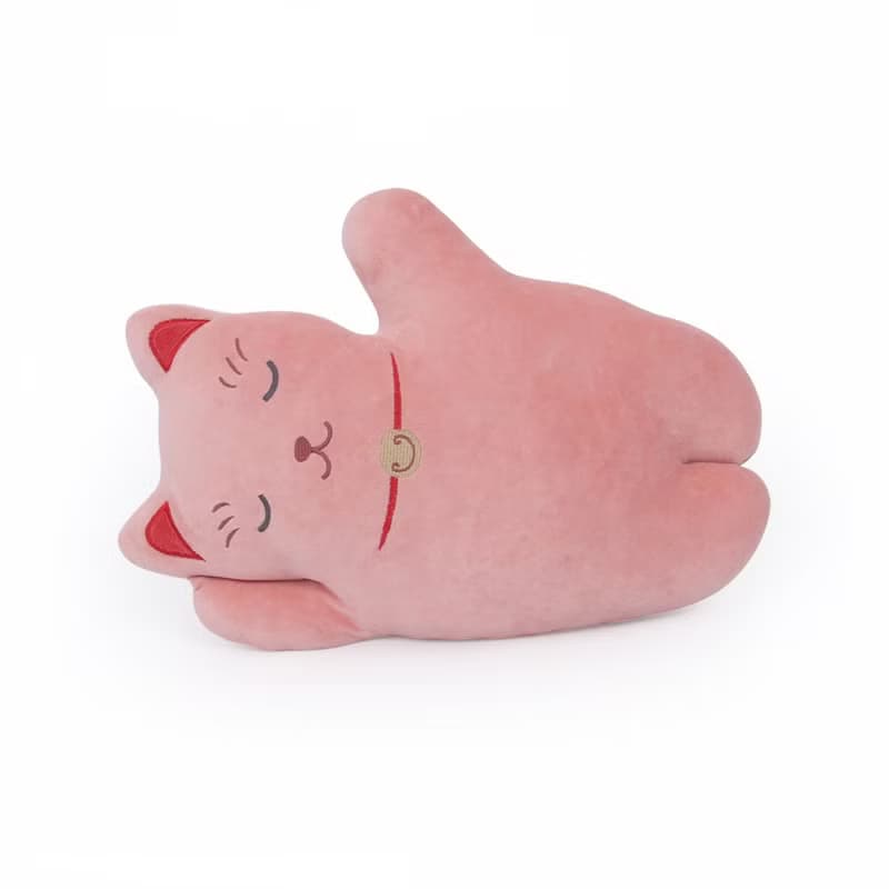 招財貓午安枕-薔薇粉