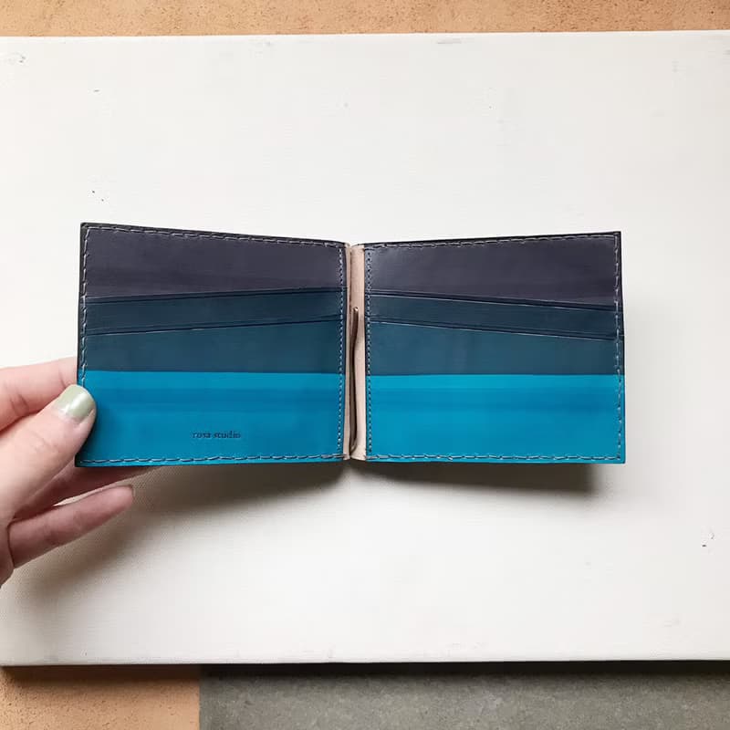 植鞣革鈔票夾_6卡層_灰藍漸層里昂藍