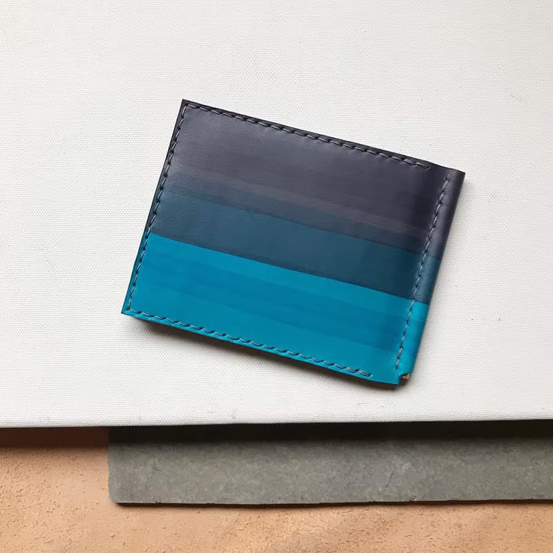 植鞣革鈔票夾_6卡層_灰藍漸層里昂藍