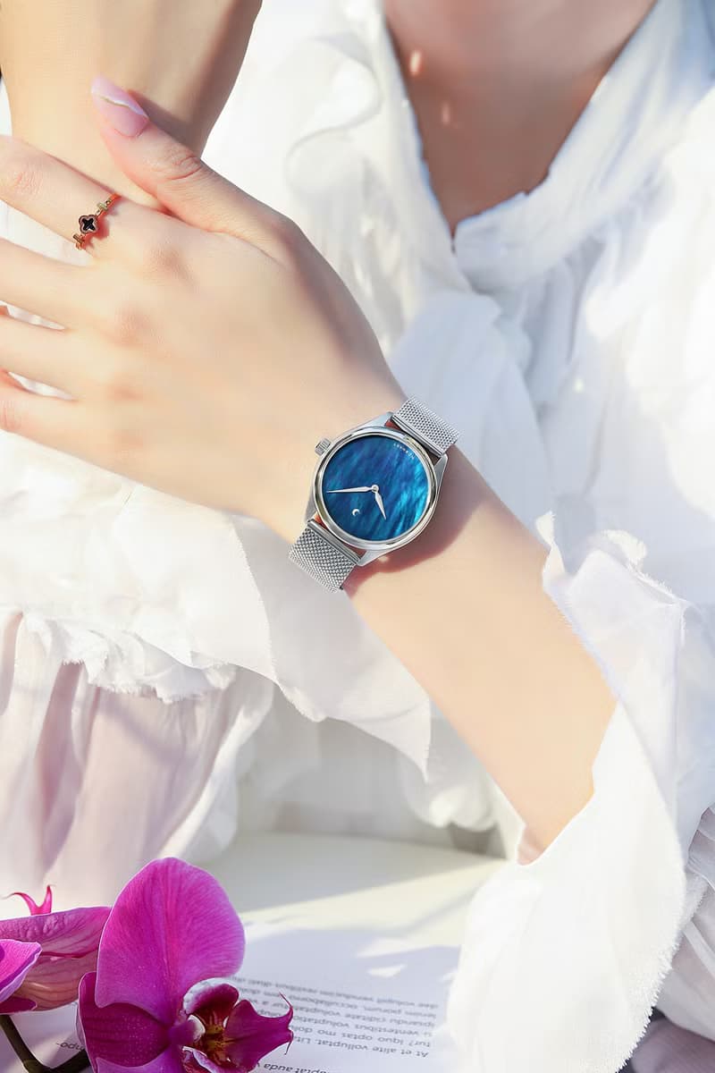 【MOONART】原創手錶 神話系列-致藍+ 珍珠貝藝術手錶