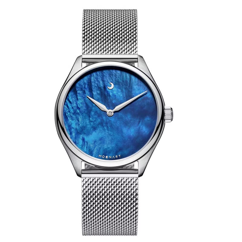 【MOONART】原創手錶 神話系列-致藍+ 珍珠貝藝術手錶