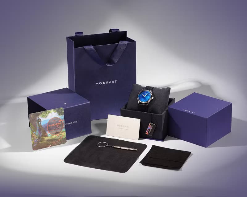 【MOONART】原創手錶 神話系列-致藍+ 珍珠貝藝術手錶