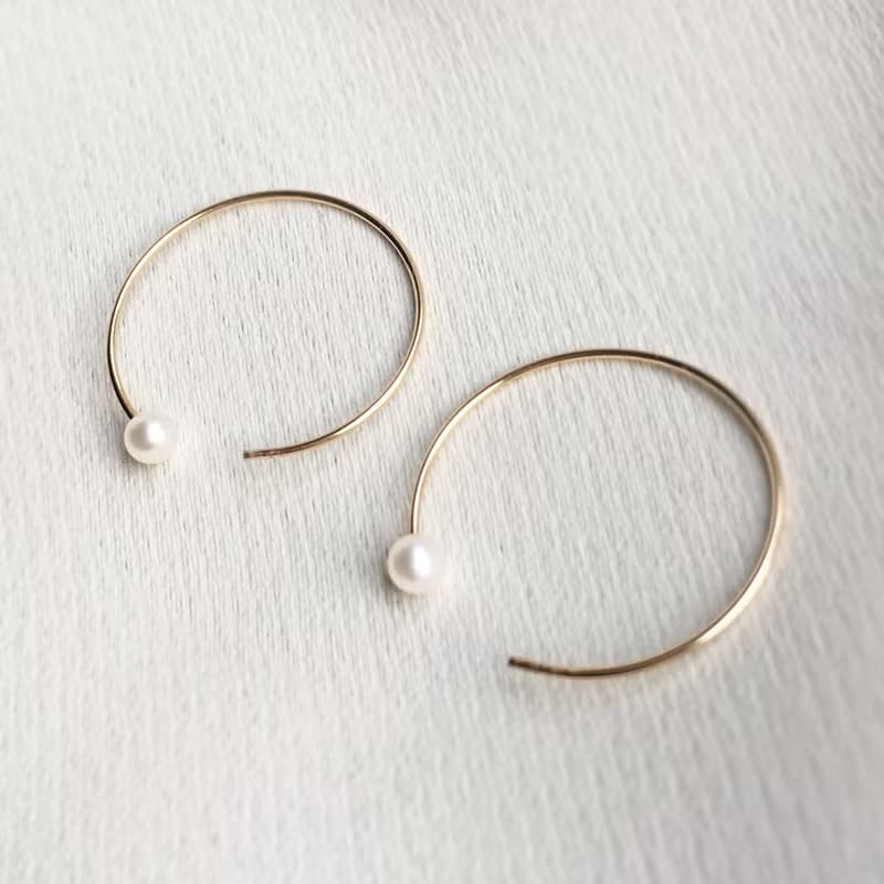 K14gf Pearl Circle Earrings