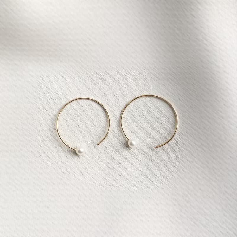 K14gf Pearl Circle Earrings