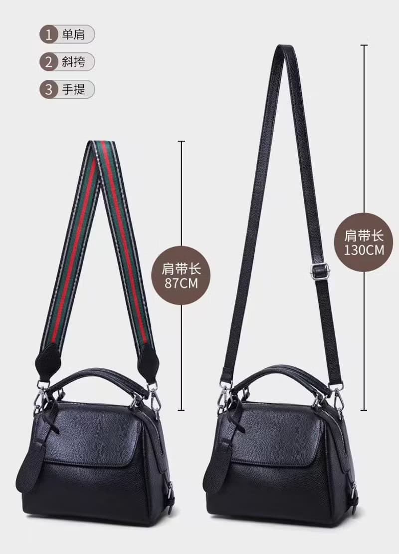 黑色真皮包 斜挎包 手提包  真皮 輕奢高級真皮包bags  生日禮物