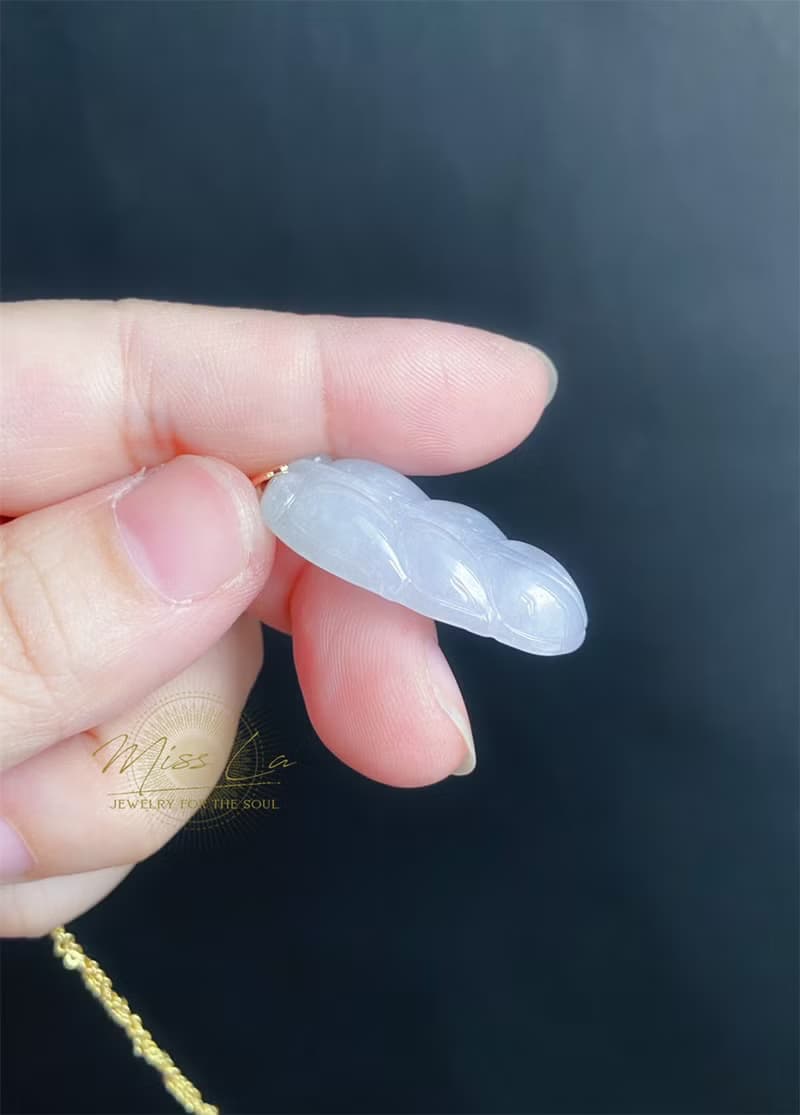 天然緬甸玉翡翠-淡紫色 葉 項鍊 禮物 一葉致富 禮物 長輩