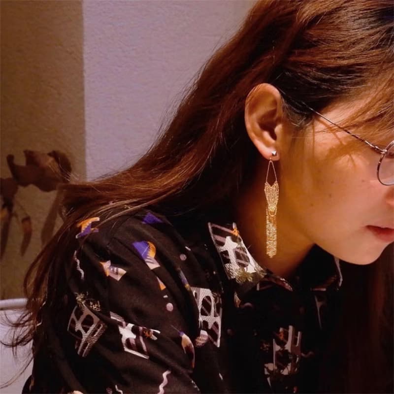 Hi Onion原創斯隆女士小眾純銀鍍金大女主耳釘長款流蘇耳環修臉型