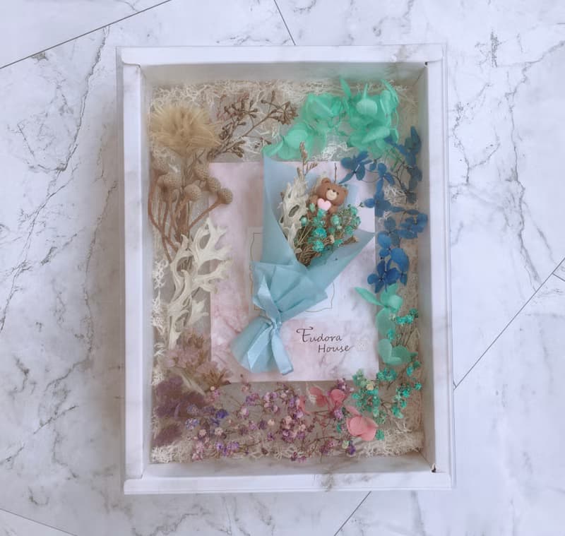 Eudora House 尤朵拉小屋 海水藍 永生花 迷你小熊花束、卡片