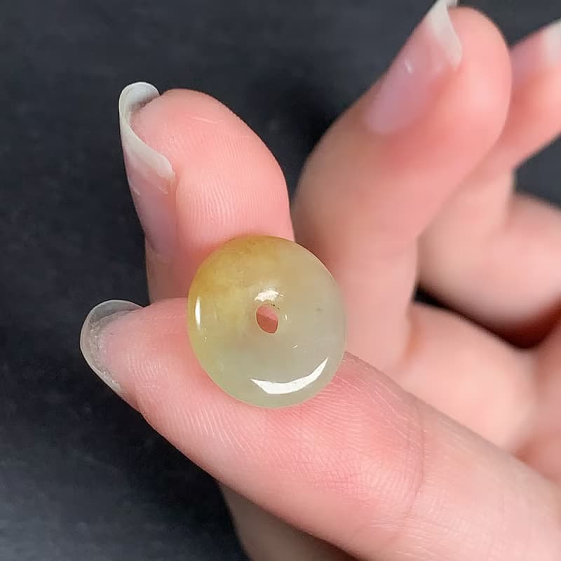 【願‧平安】冰種黃翡翡翠平安扣項鍊 |天然緬甸玉A貨翡翠 | 送禮