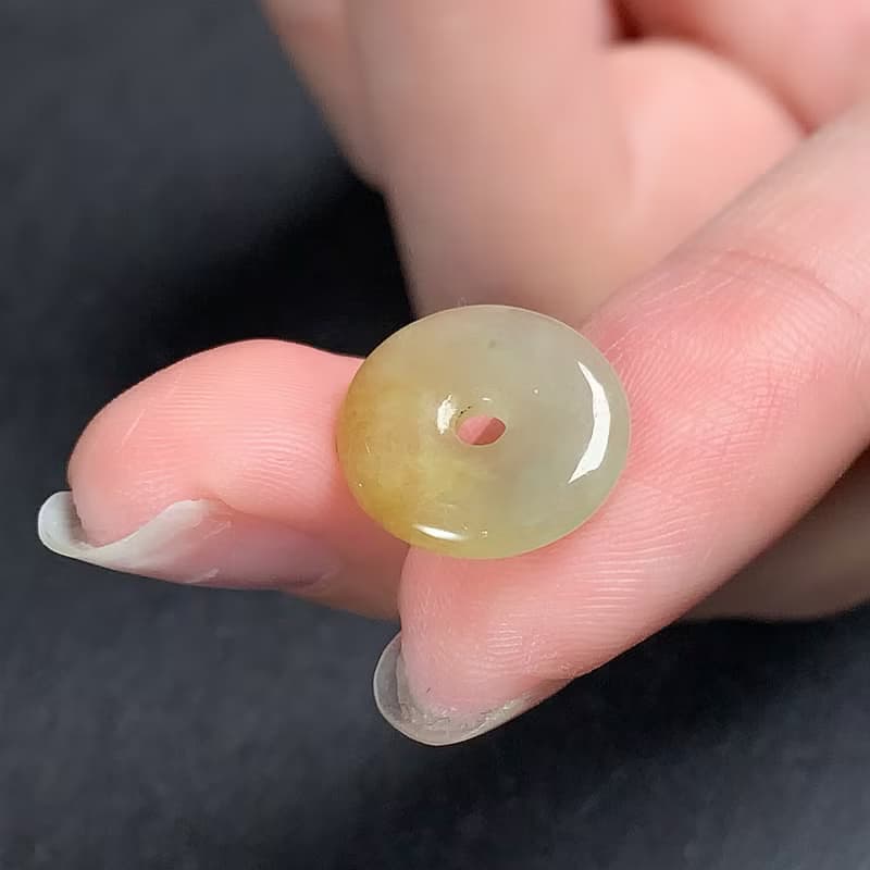 【願‧平安】冰種黃翡翡翠平安扣項鍊 |天然緬甸玉A貨翡翠 | 送禮