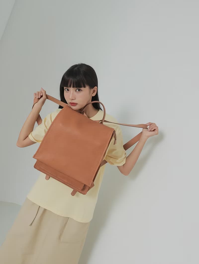 supportingrole 簡約風都市真皮休閒後背包 咖啡