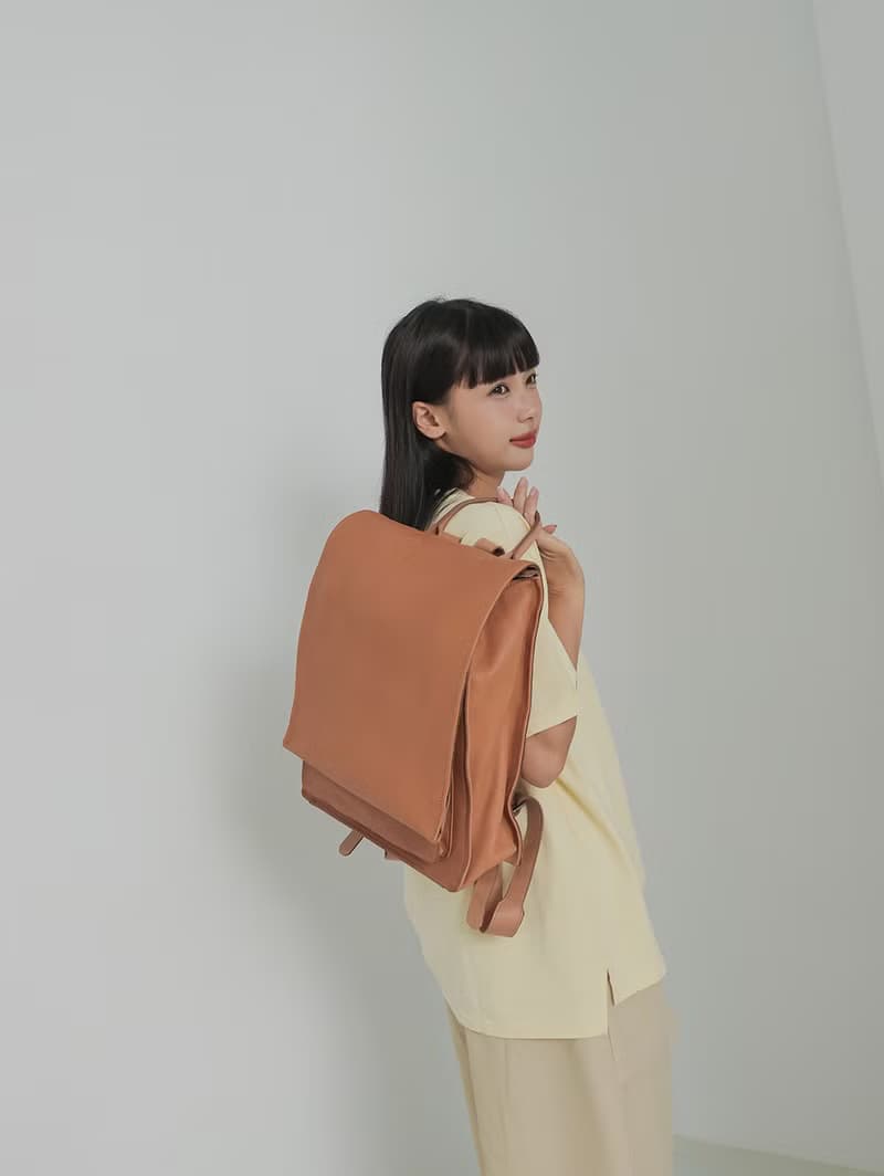 supportingrole 簡約風都市真皮休閒後背包 咖啡