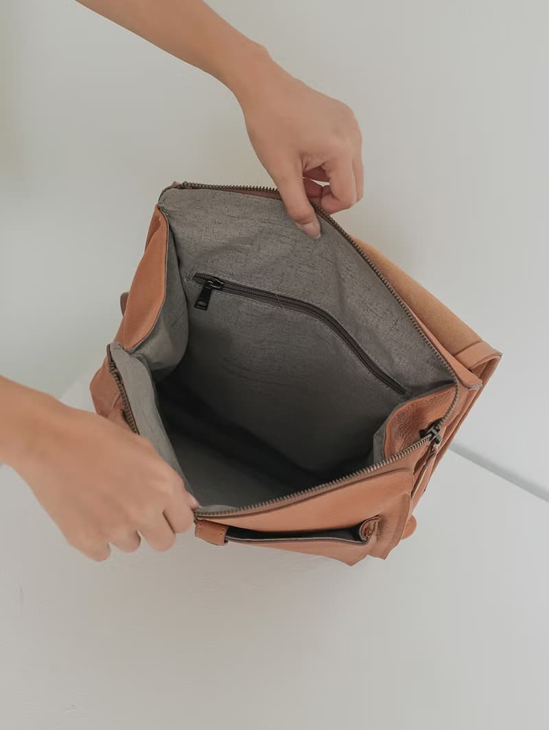 supportingrole 簡約風都市真皮休閒後背包 咖啡