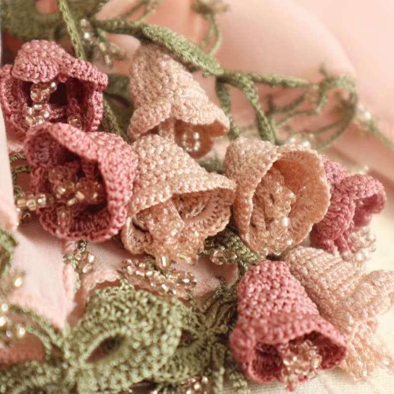 【受注製作】レースの花付き シフォンストール【カンパネラ】ベビーピンク