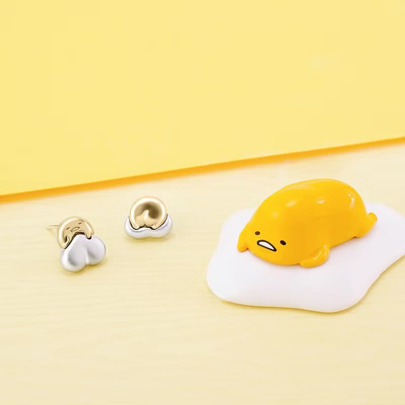 Gudetama 10週年系列-懶得過生日的蛋黃哥不對稱純銀耳環